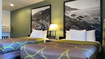 Double Room, 2 Double Beds | Desk, free cribs/infant beds, free WiFi, bed sheets