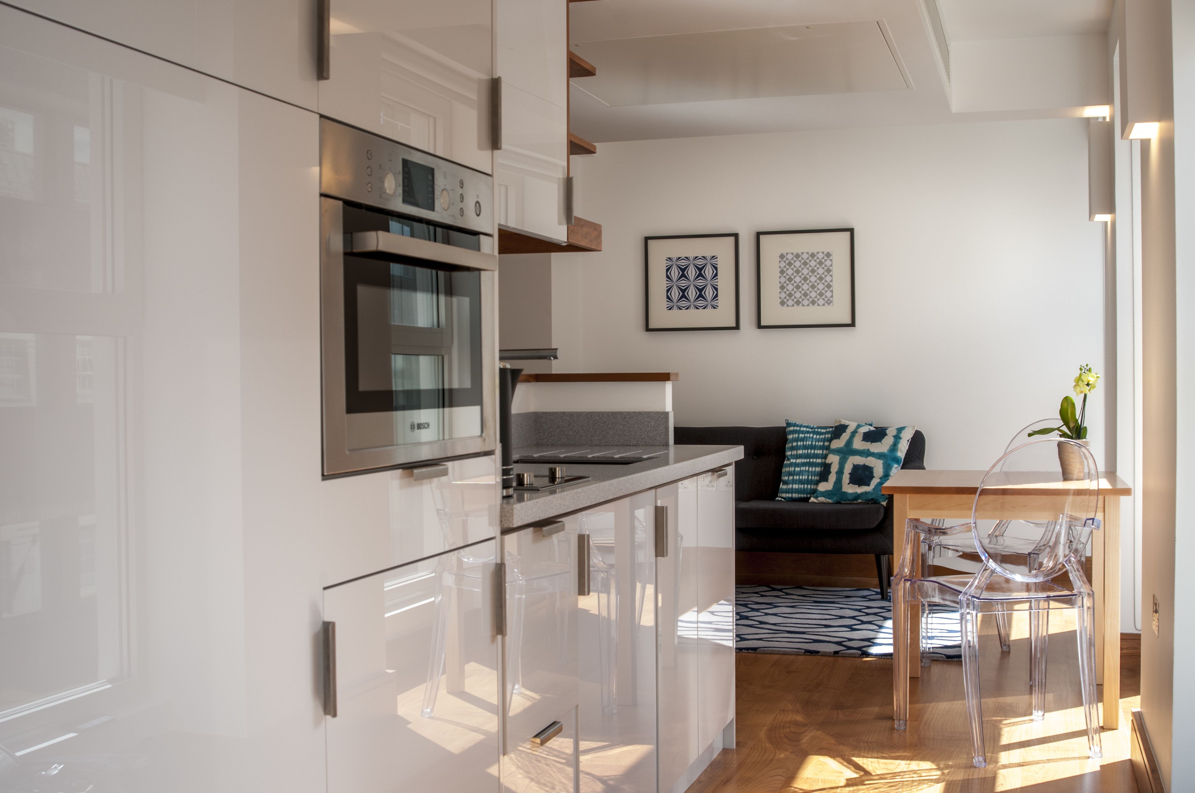 Departamento, 1 habitación | Cocina privada | Refrigerador con congelador, microondas, horno y parrilla de estufa 