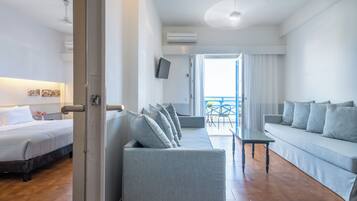 Huoneisto, 2 makuuhuonetta, merinäköala | Ylelliset vuodevaatteet, tallelokero huoneessa, ilmaiset vauvansängyt