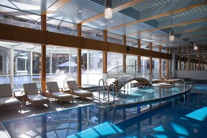 Indoor pool, seasonal outdoor pool, sun loungers