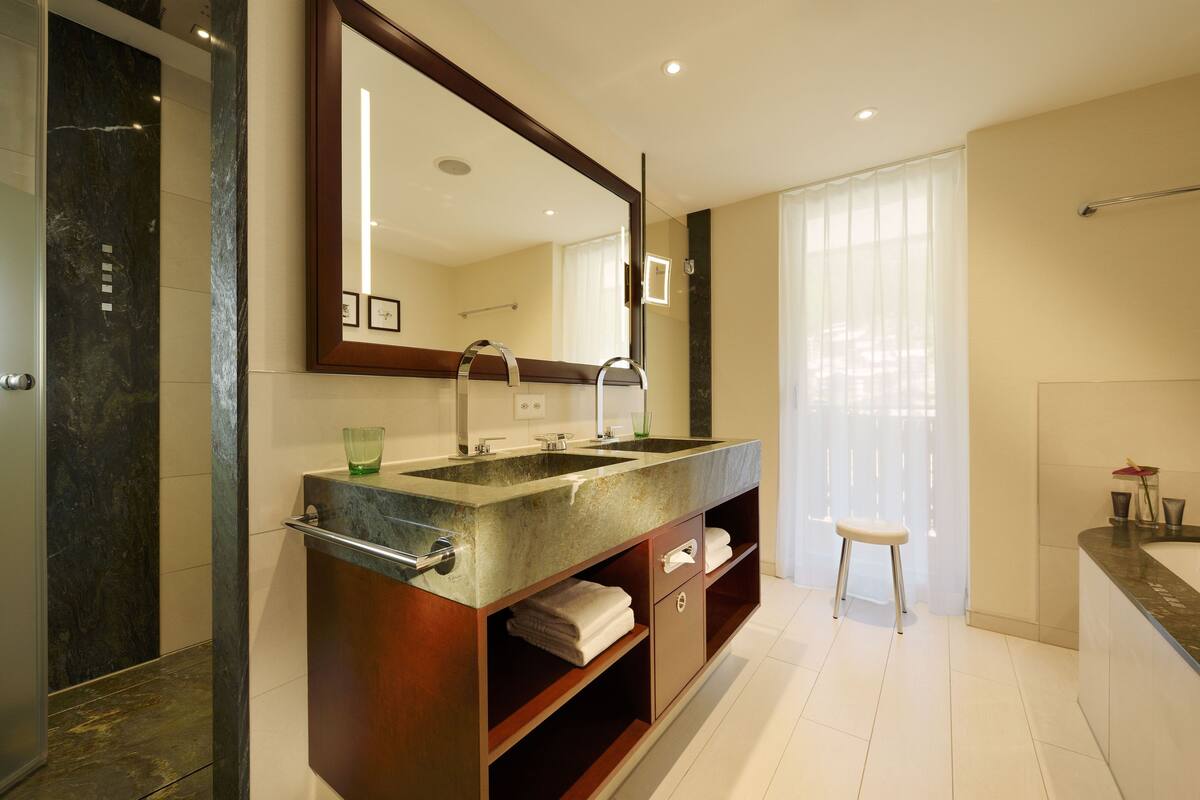 free toiletries, hair dryer, bathrobes, slippers