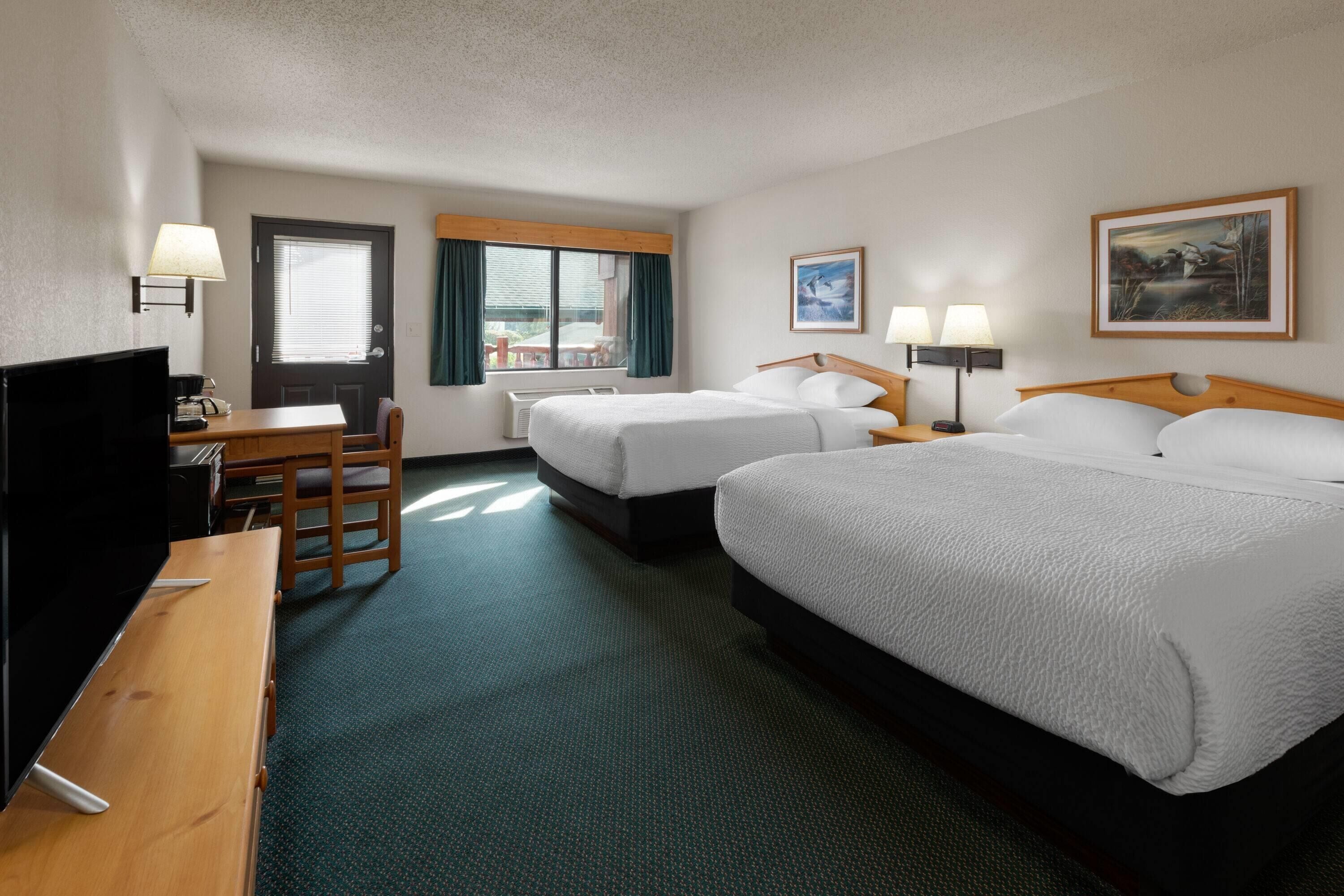 Deluxe Room, 2 Queen Beds, Non Smoking | Desk, iron/ironing board, free WiFi, bed sheets