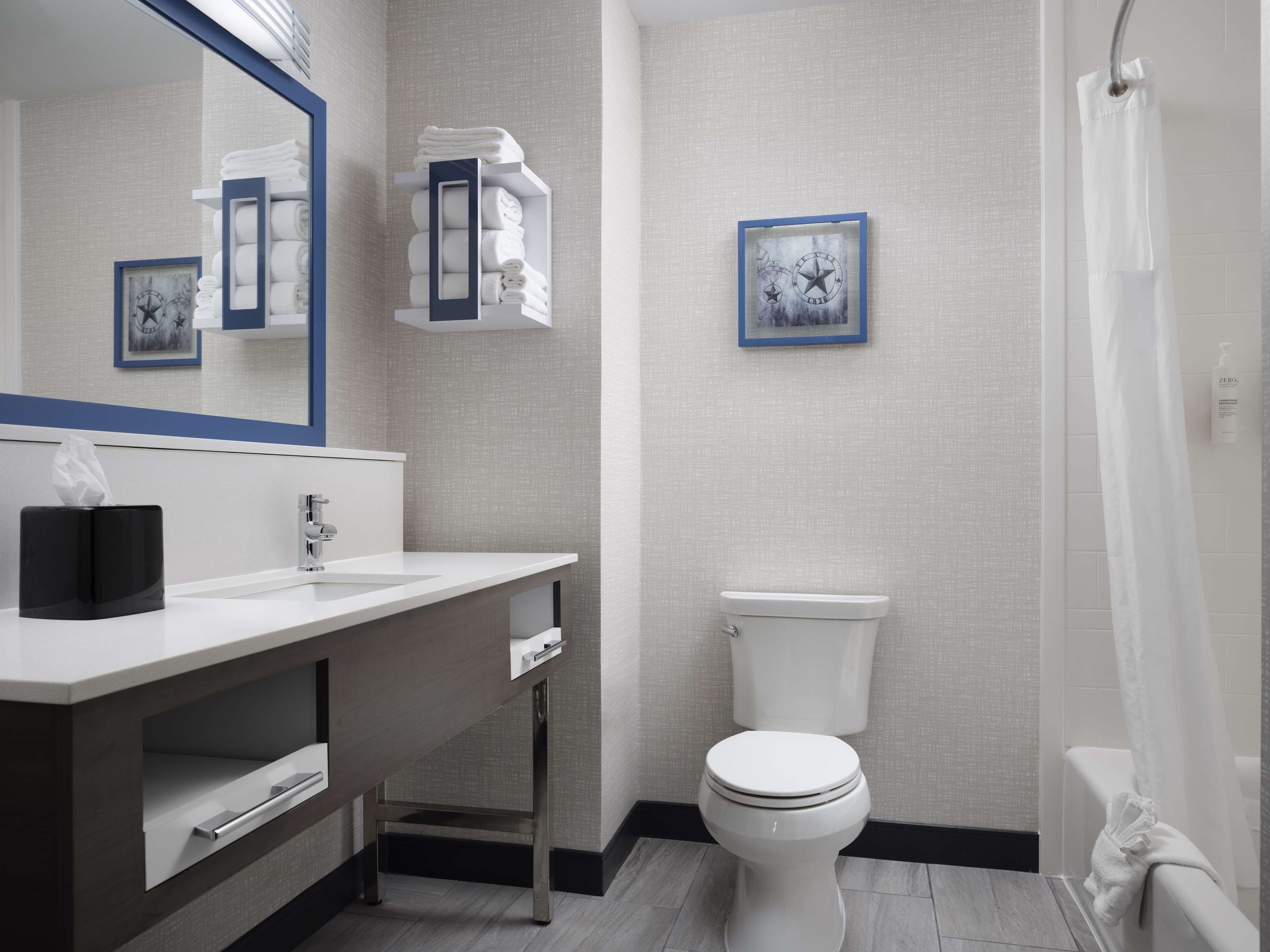 free toiletries, hair dryer, towels