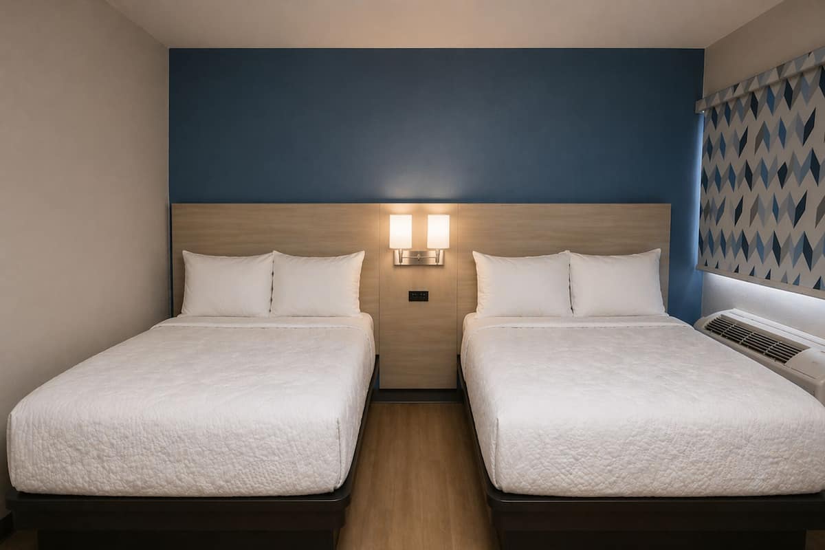Standard Room, 2 Double Beds, Non Smoking | Free WiFi, bed sheets