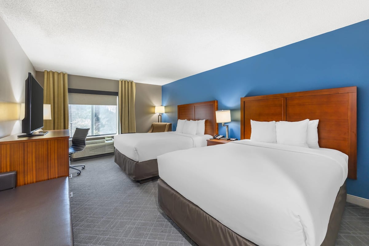 Room, 2 Queen Beds, Non Smoking | Desk, blackout drapes, soundproofing, iron/ironing board