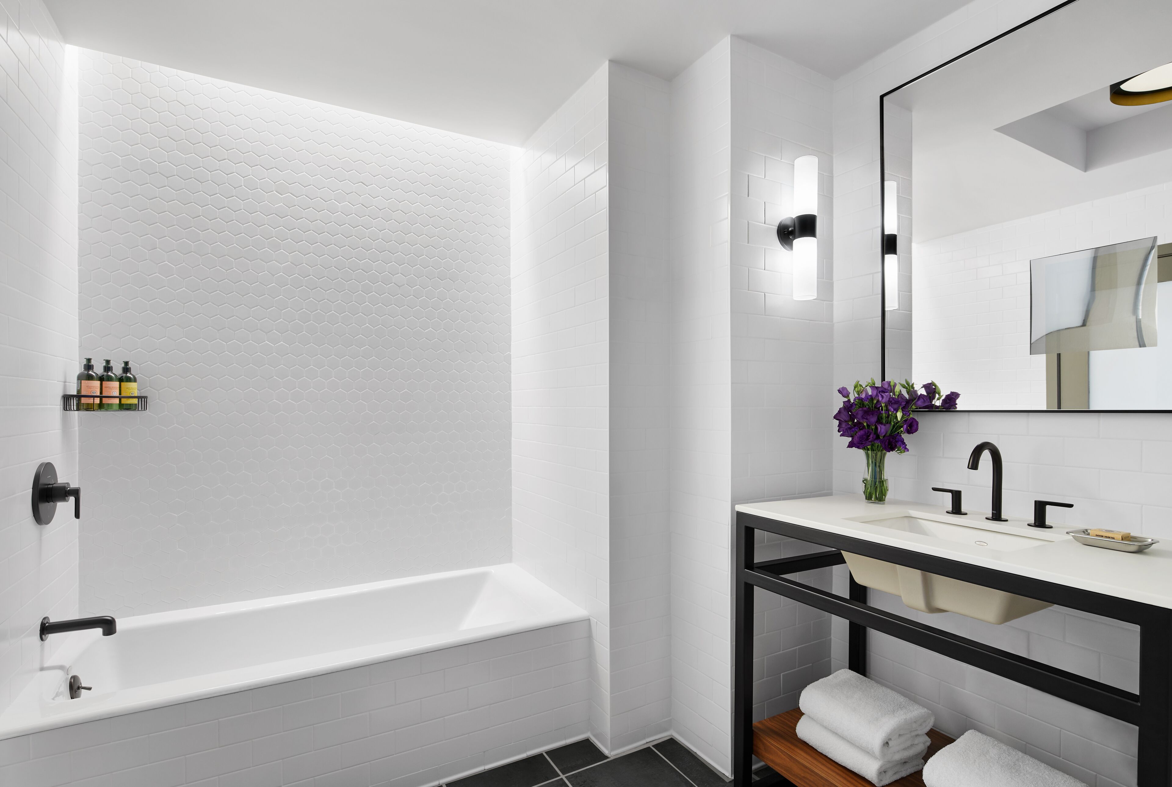 suite (manhattan) | bathroom | shower, designer toiletries, hair dryer, bathrobes