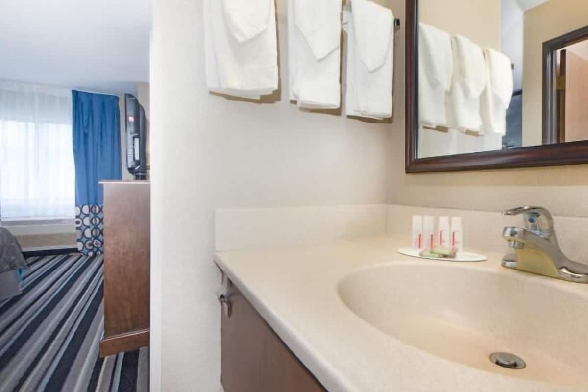 Bathroom | Combined shower/tub, free toiletries, hair dryer, towels