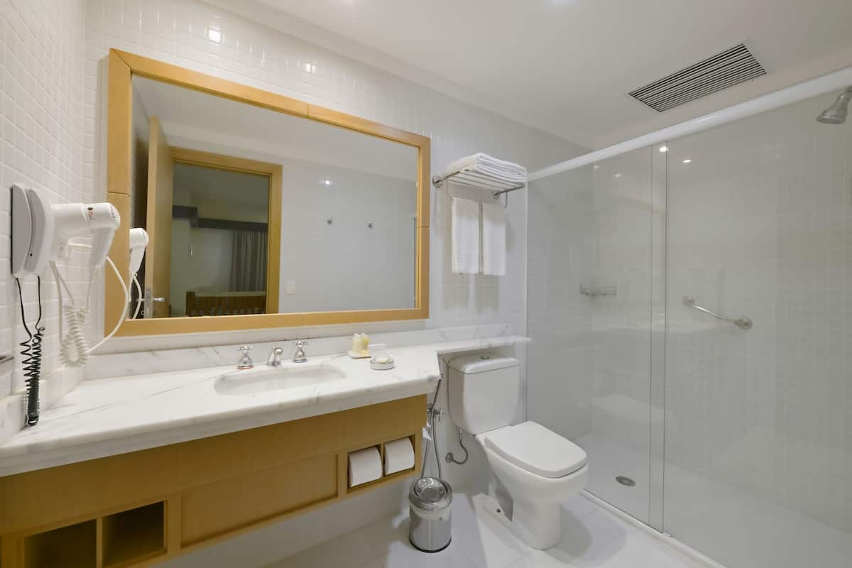 free toiletries, hair dryer, towels, soap