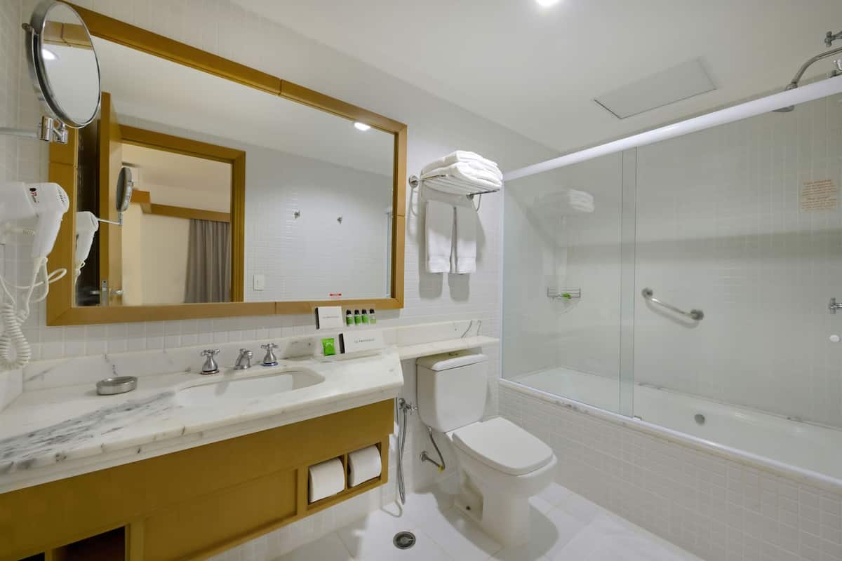 free toiletries, hair dryer, towels, soap