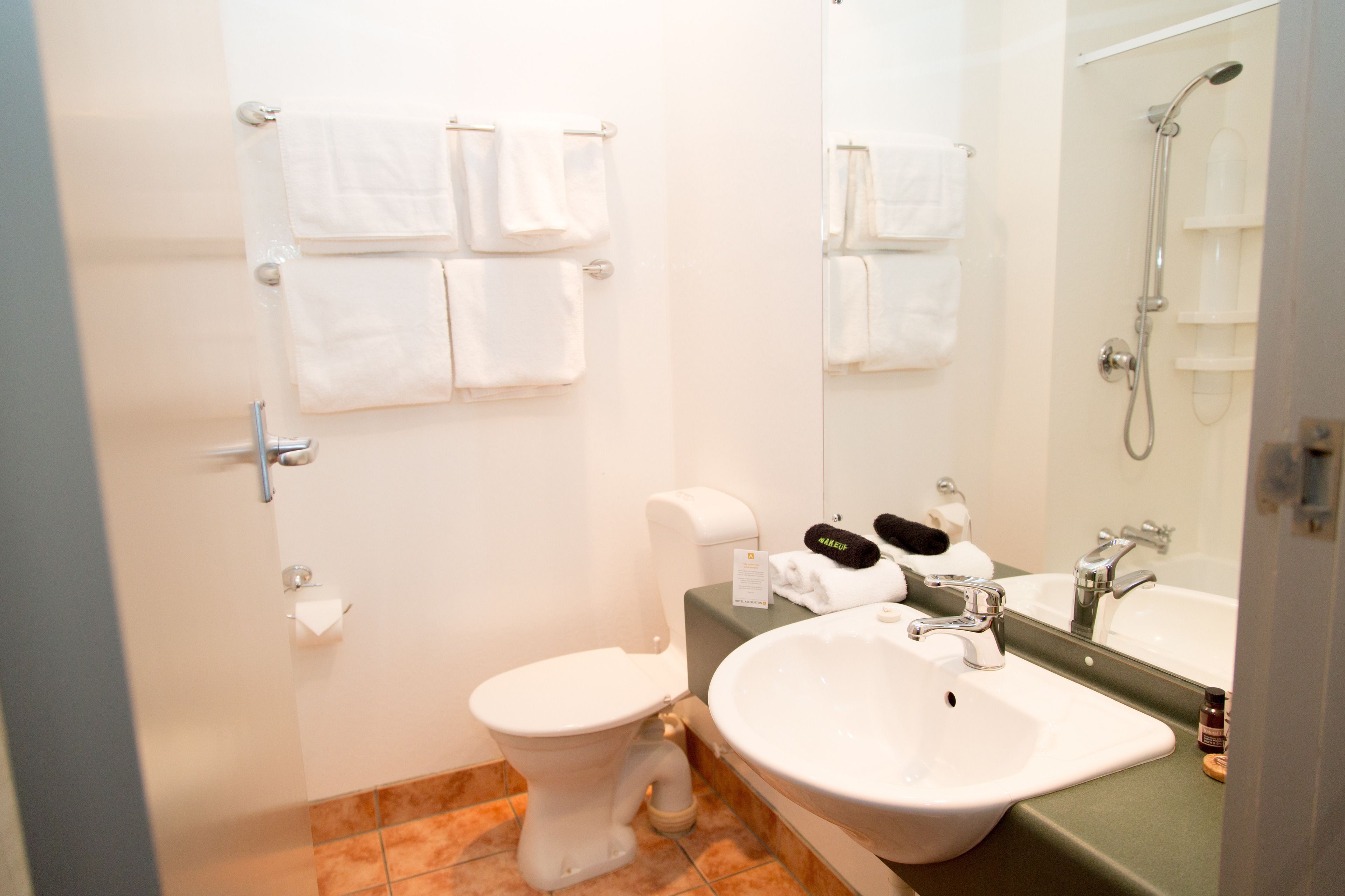 free toiletries, hair dryer, towels