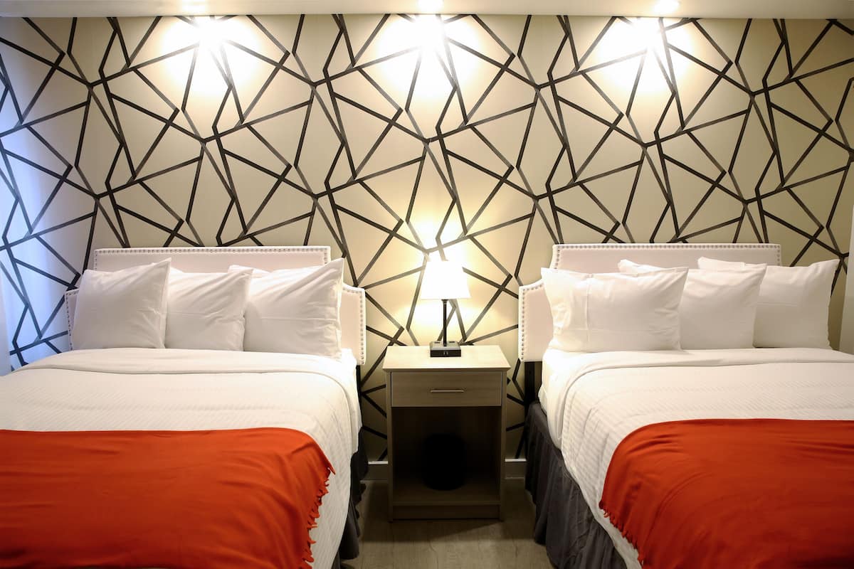 deluxe plus two double bedroom | desk, blackout curtains, soundproofing, iron/ironing board