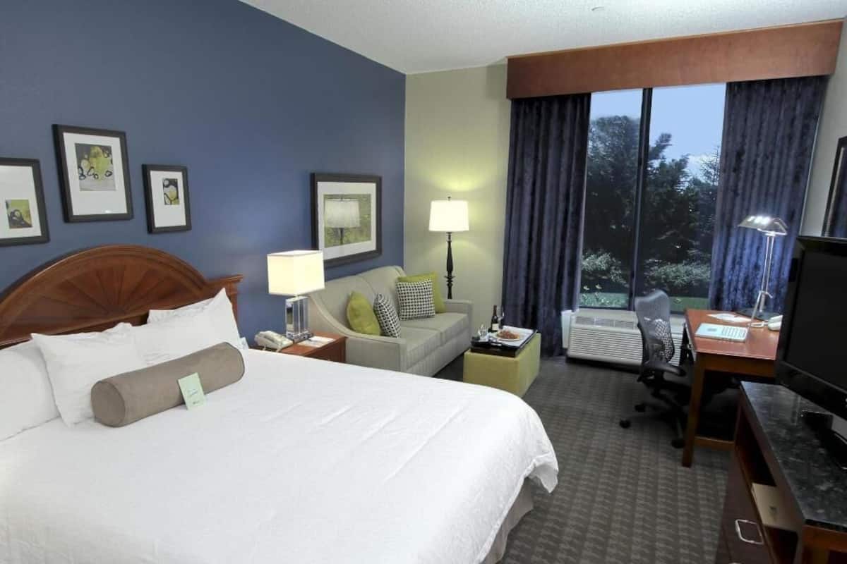 Desk, blackout drapes, soundproofing, iron/ironing board