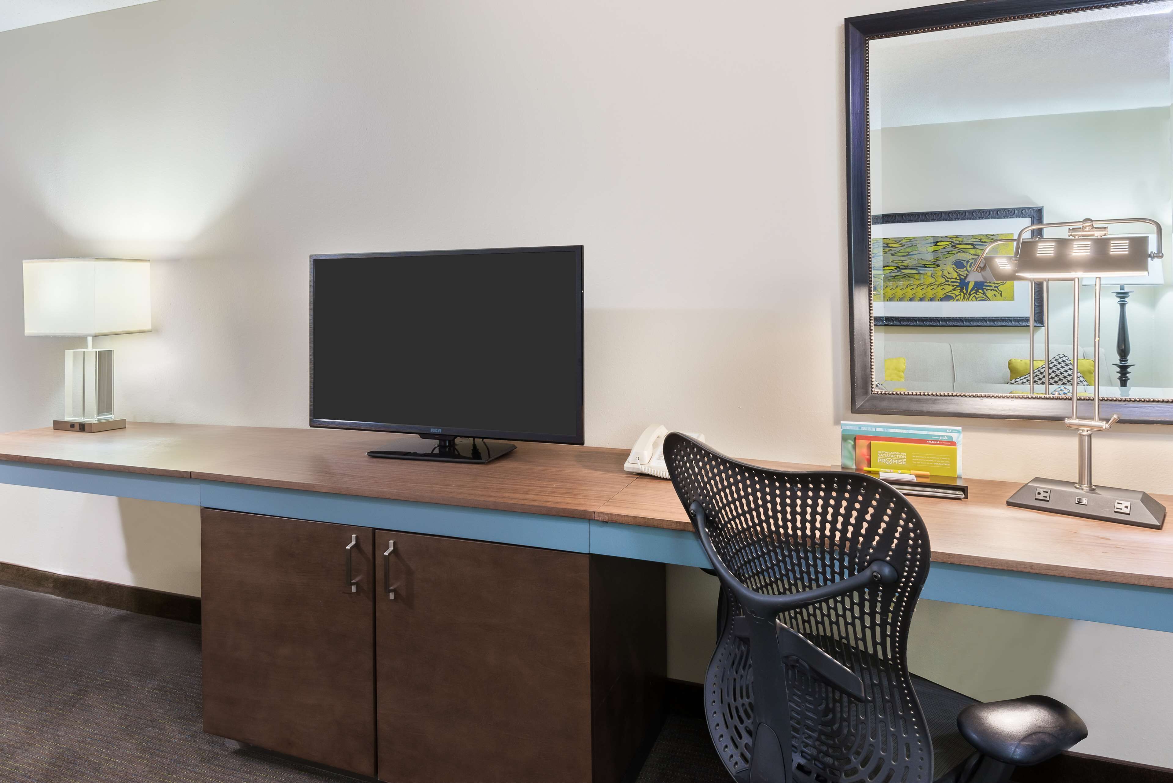 desk, blackout curtains, soundproofing, iron/ironing board