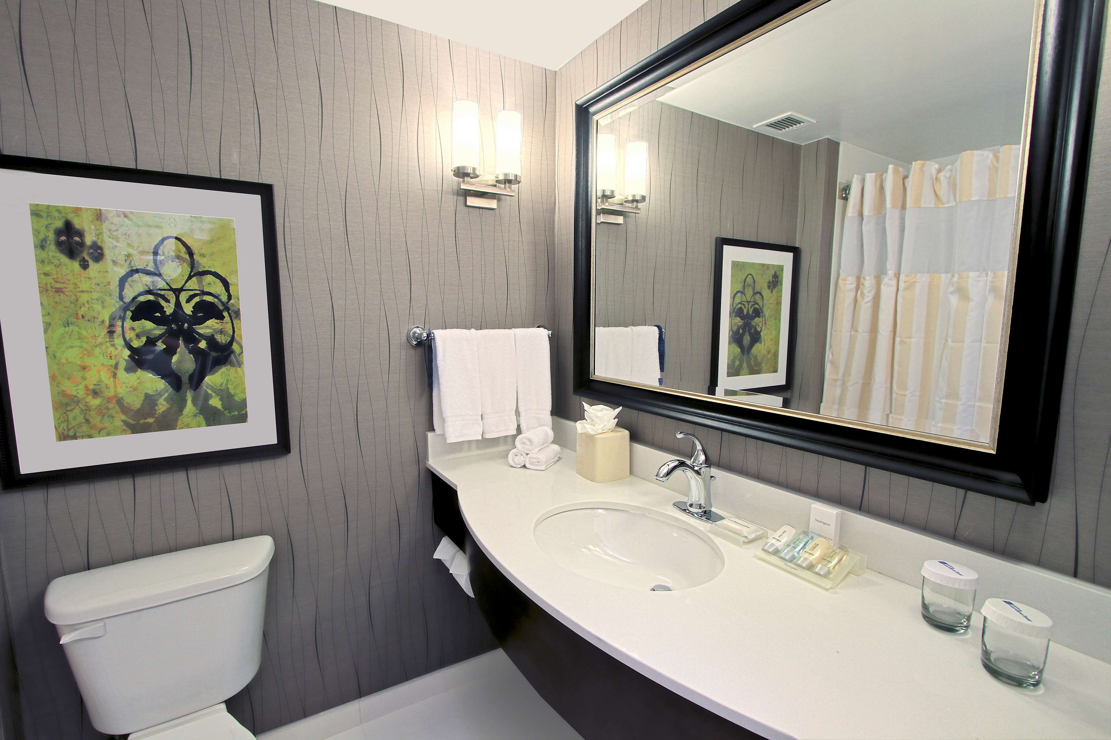 free toiletries, hair dryer, towels