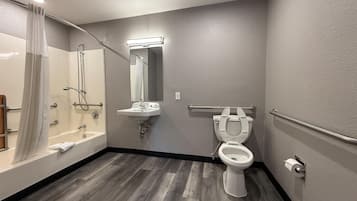 Desk, laptop workspace, free WiFi, bed sheets