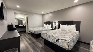 Desk, laptop workspace, free WiFi, bed sheets