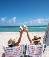 Beach nearby, sun loungers