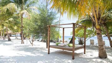 On the beach, scuba diving