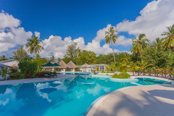 Kolam renang outdoor, dengan kursi berjemur