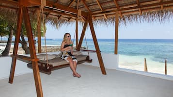 On the beach, scuba diving