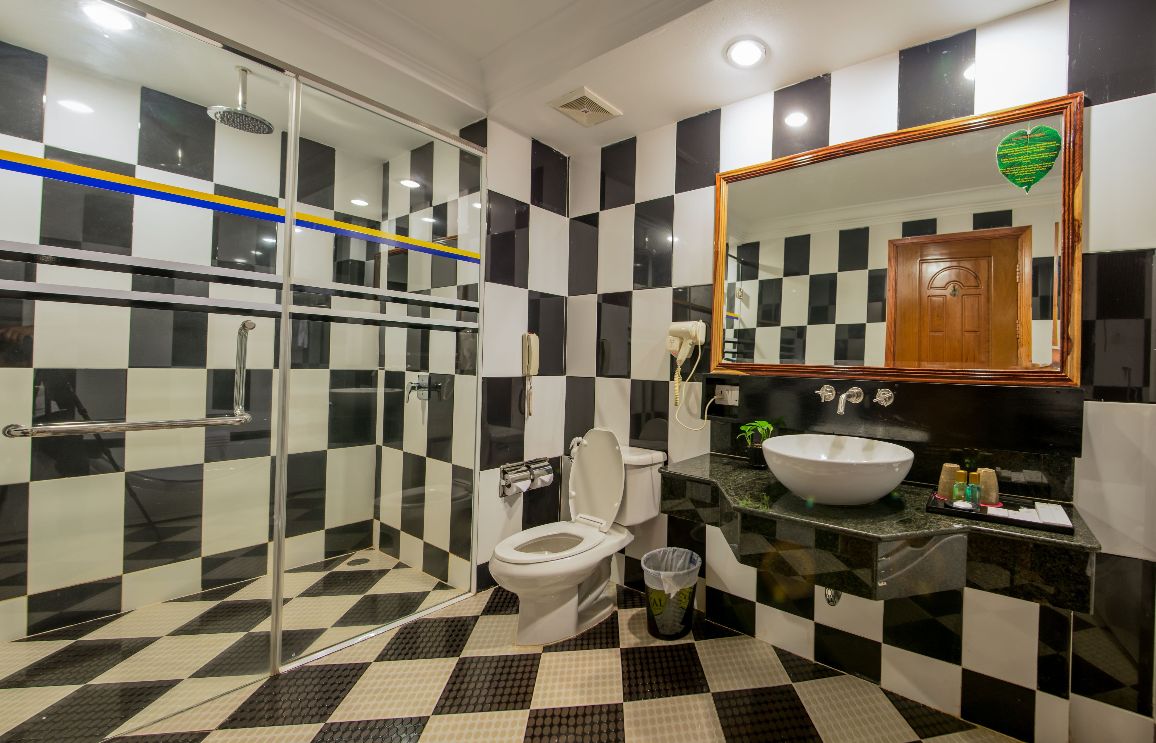 separate bathtub and shower, free toiletries, hair dryer, bathrobes