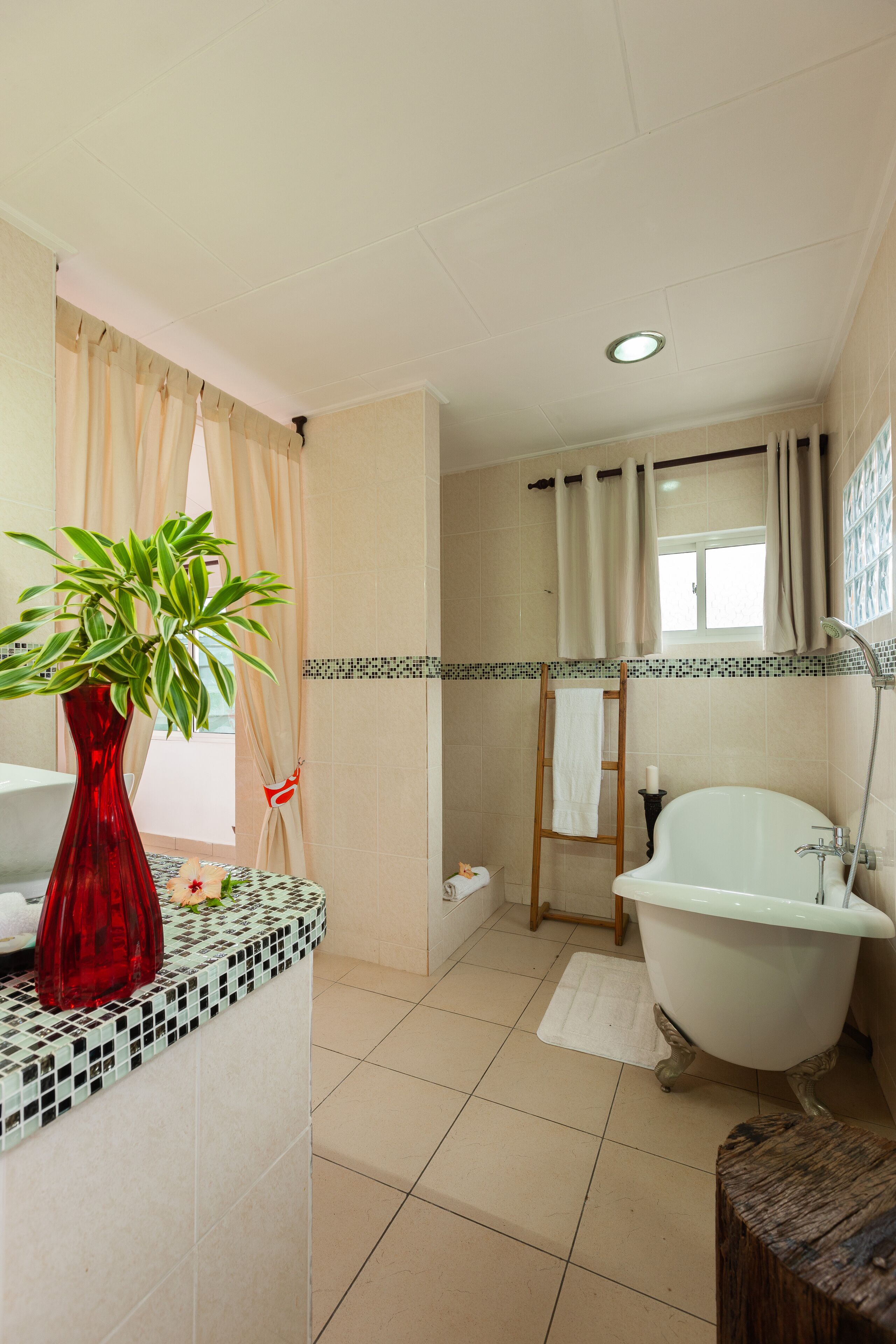 Villa, 1 chambre | Salle de bain | Baignoire et douche séparées, séchoir à cheveux, peignoirs