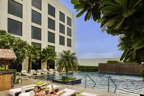 Outdoor pool, pool loungers