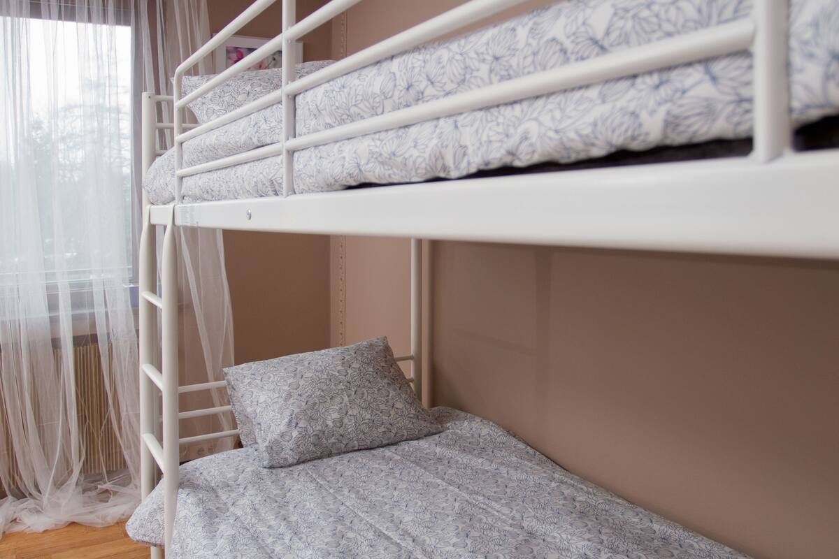Iron/ironing board, cribs (free), WiFi (free), bed sheets