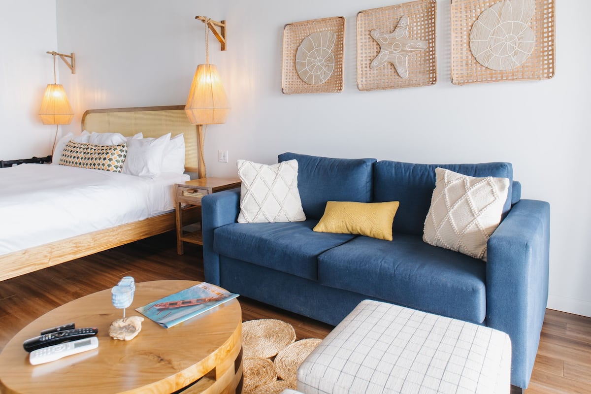 Suite 12 | Living area | 55-inch Smart TV with cable channels, TV, books