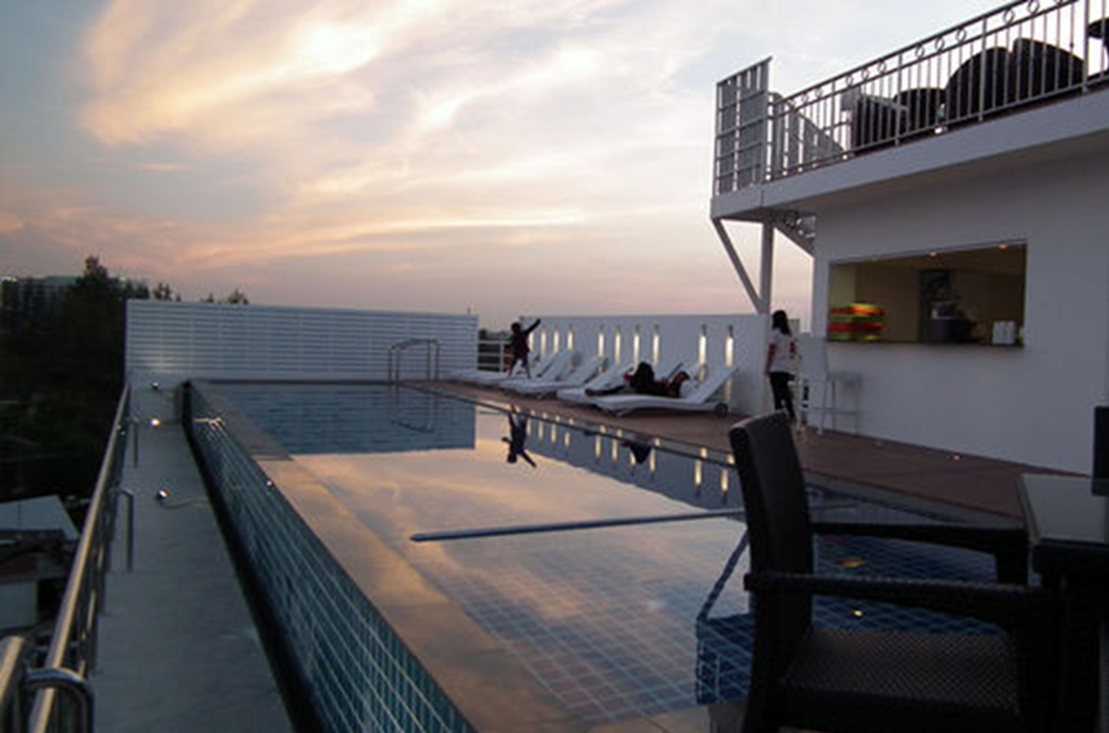 indoor pool, outdoor pool, pool loungers