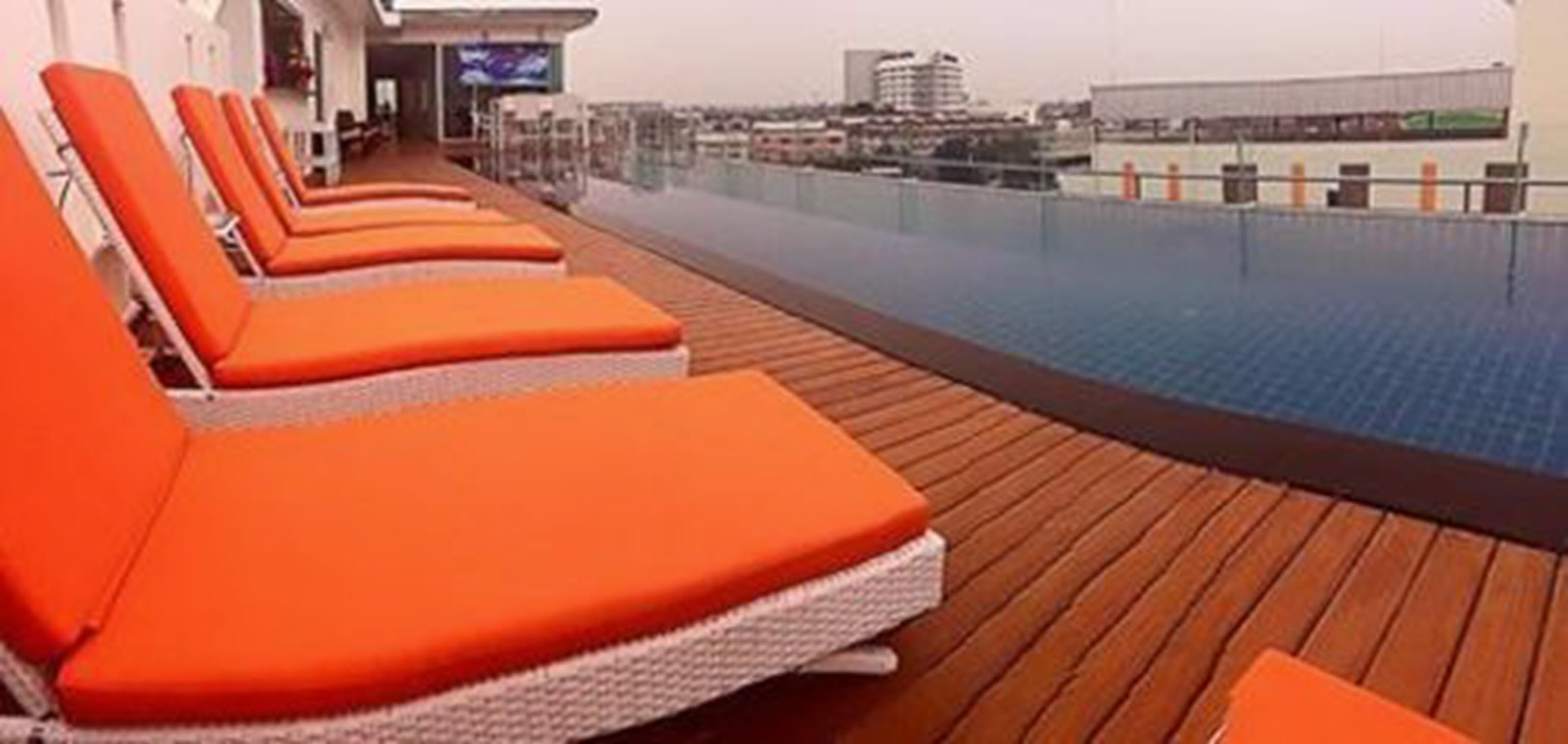 indoor pool, outdoor pool, pool loungers