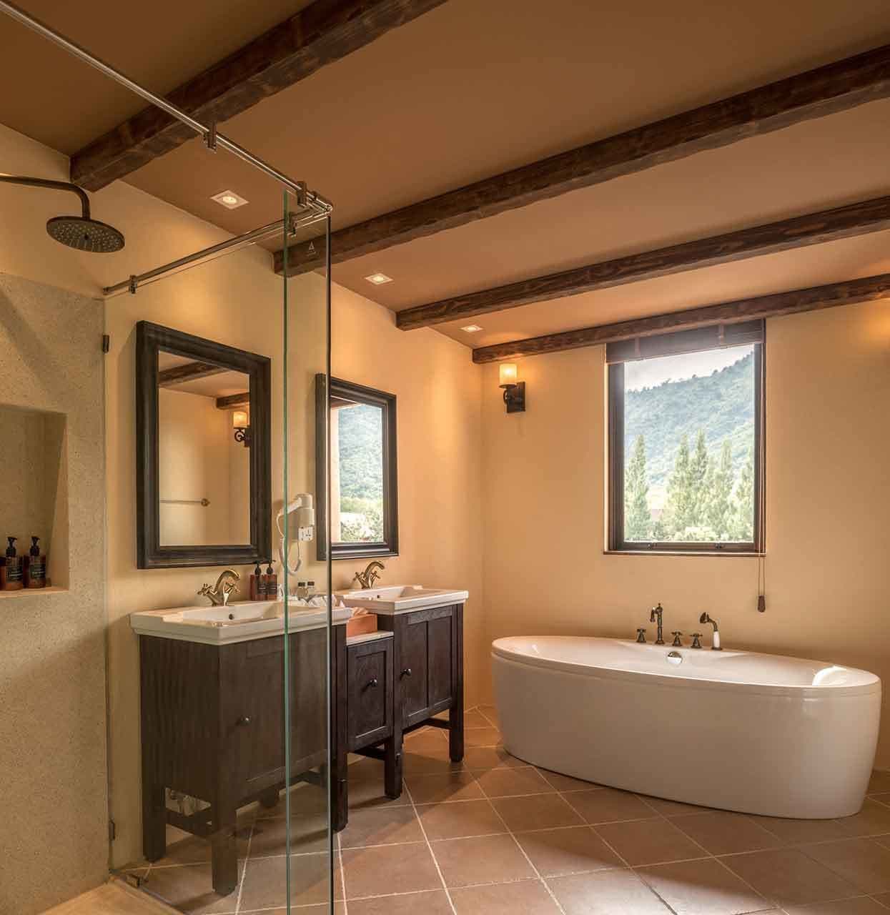 casetta pano | bathroom | separate bathtub and shower, deep-soaking bathtub, rainfall showerhead