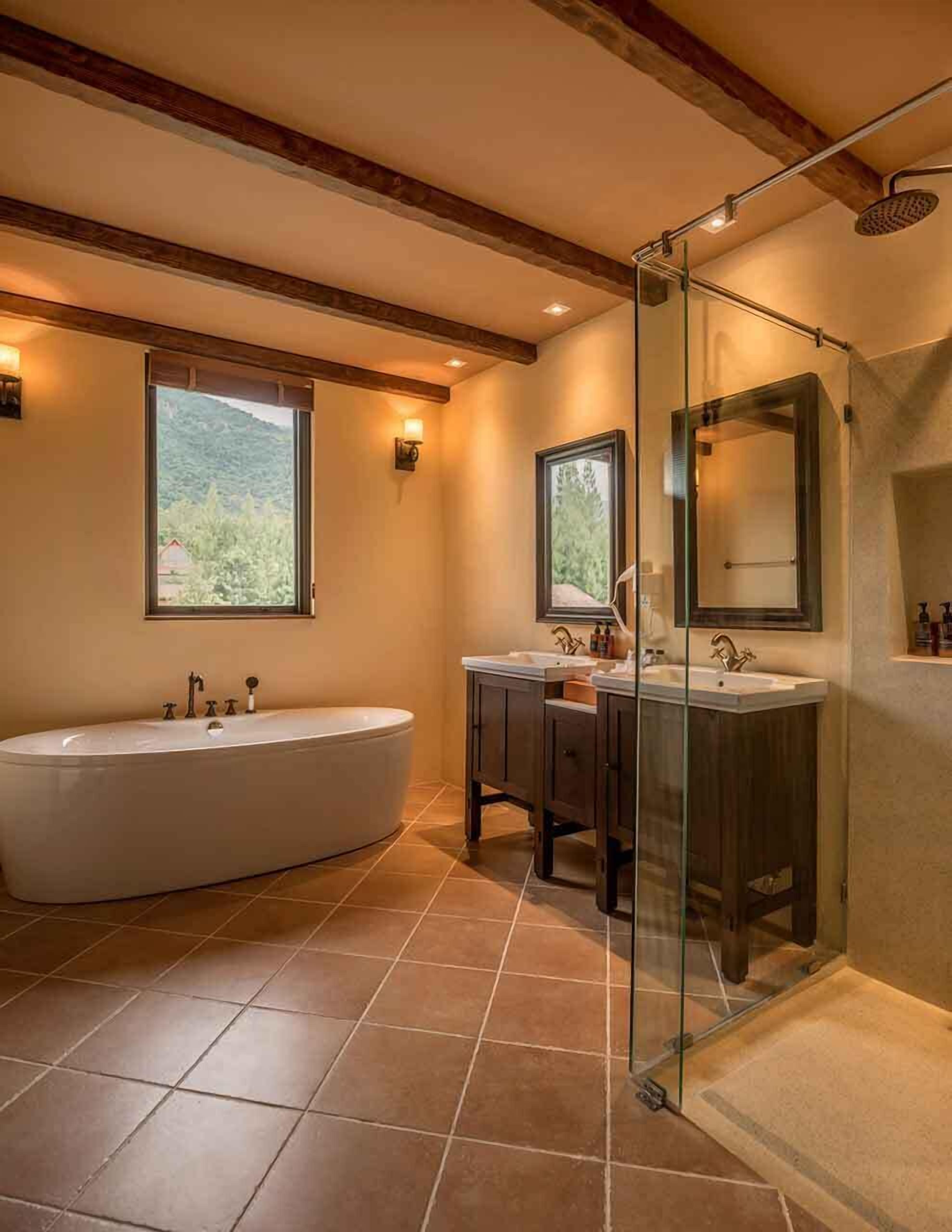 casetta mountain  | bathroom | separate bathtub and shower, deep-soaking bathtub, rainfall showerhead