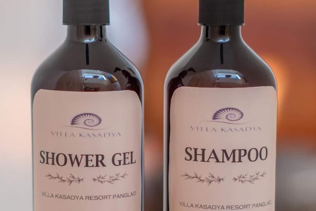 Shower, rainfall showerhead, hair dryer, bathrobes