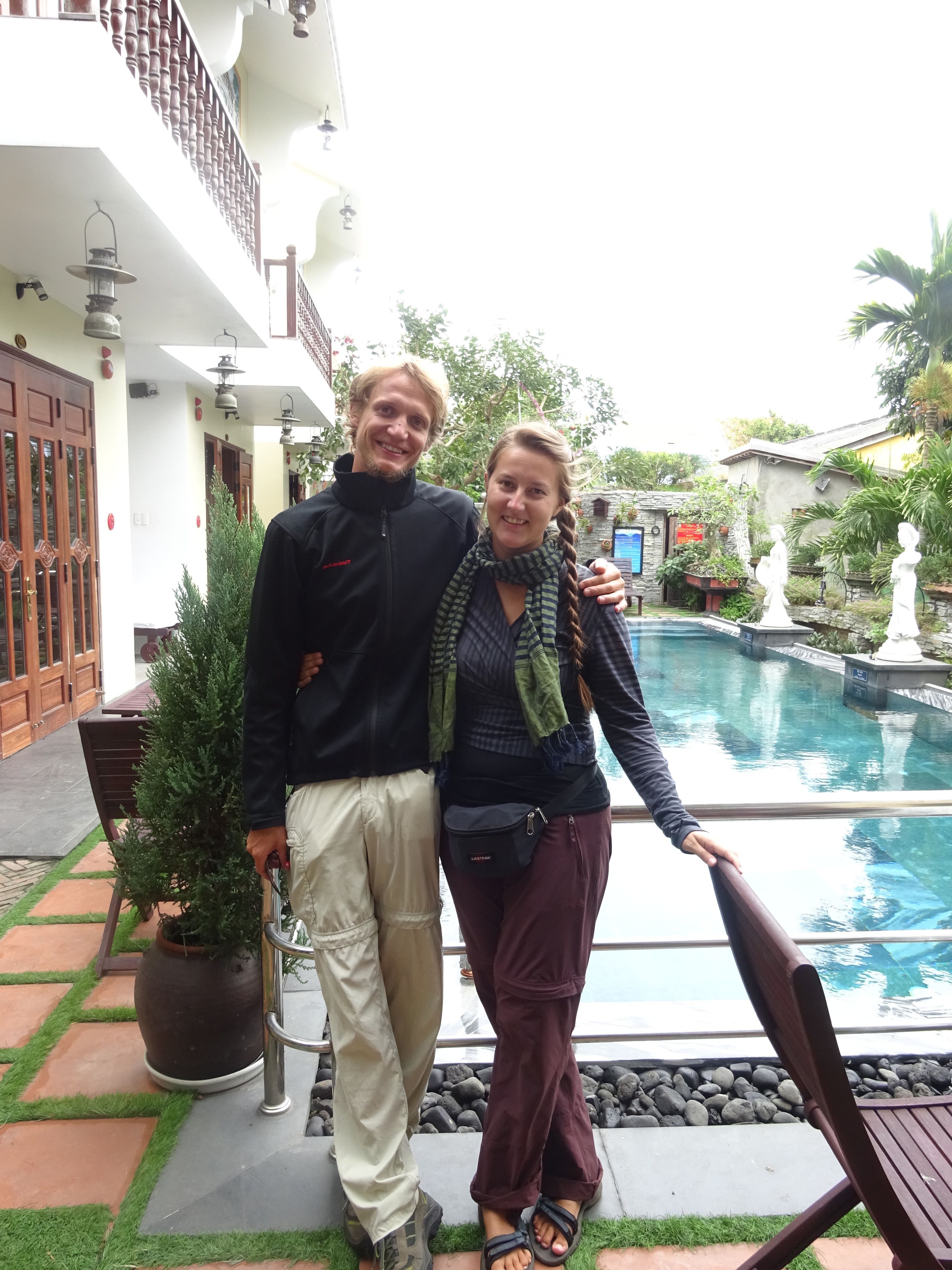 outdoor pool, pool loungers