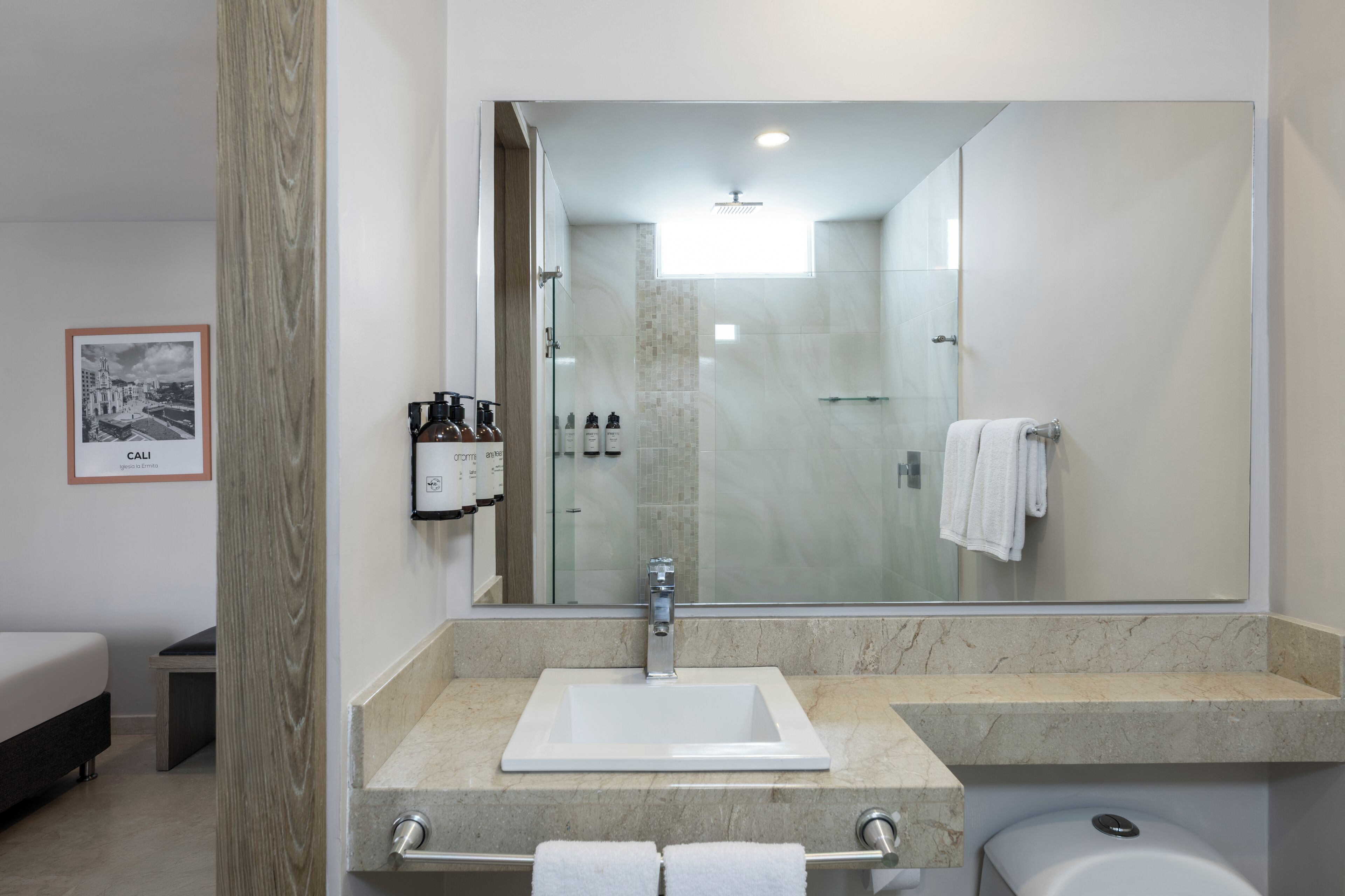 free toiletries, hair dryer, towels