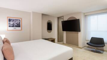 Select Comfort beds, minibar, in-room safe, desk