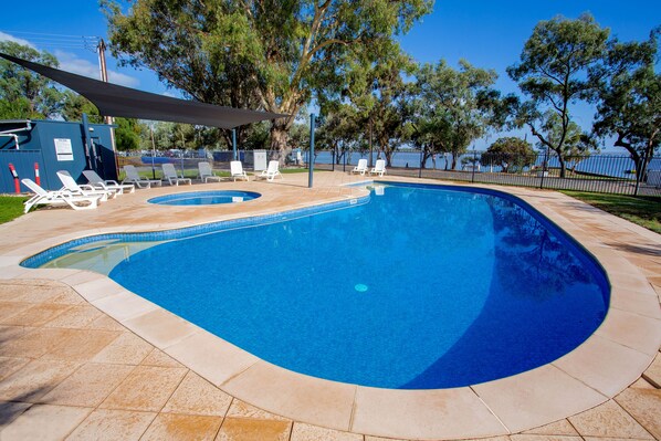 Outdoor pool, pool loungers