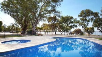 Outdoor pool, sun loungers