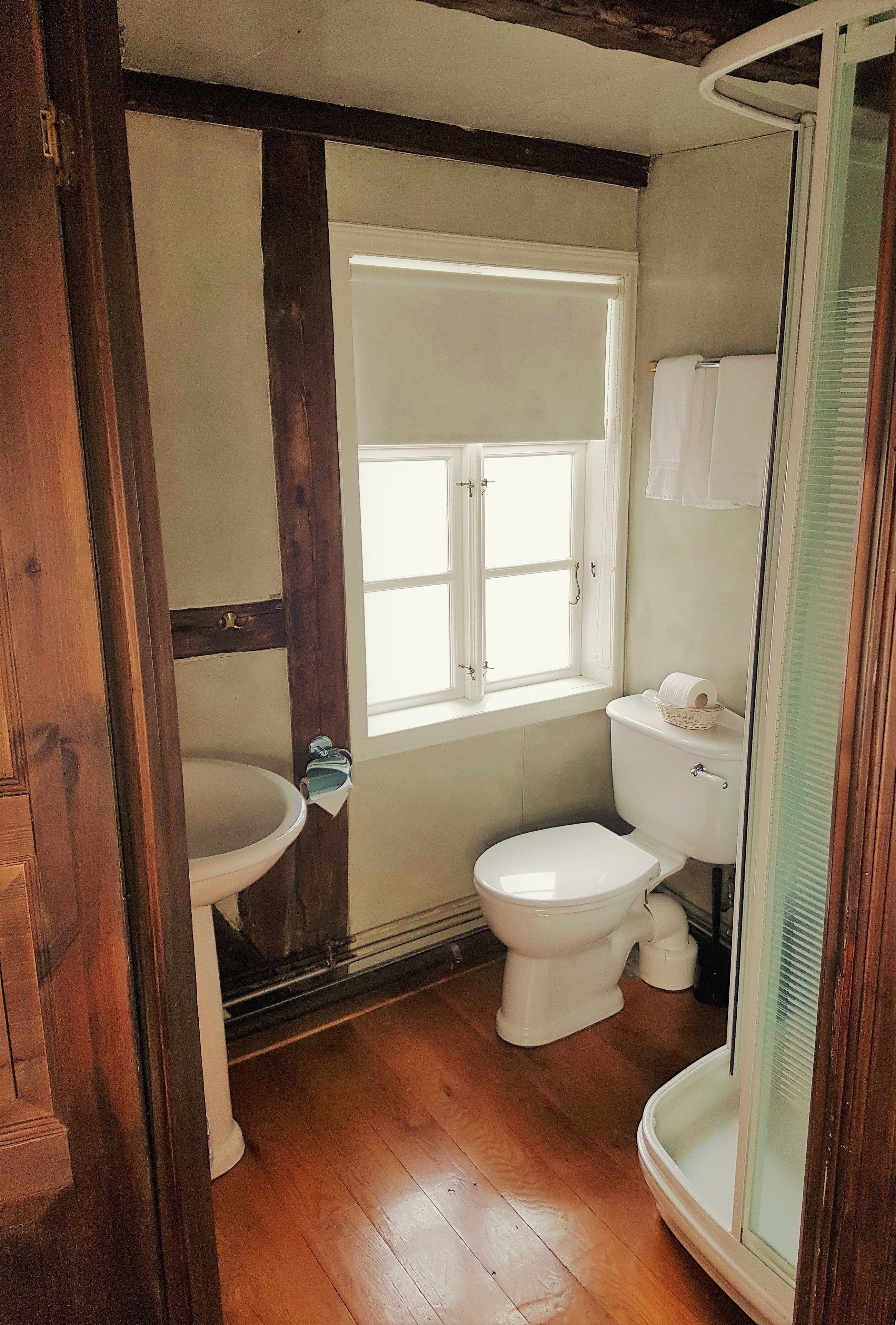 shower, free toiletries, hair dryer, bathrobes