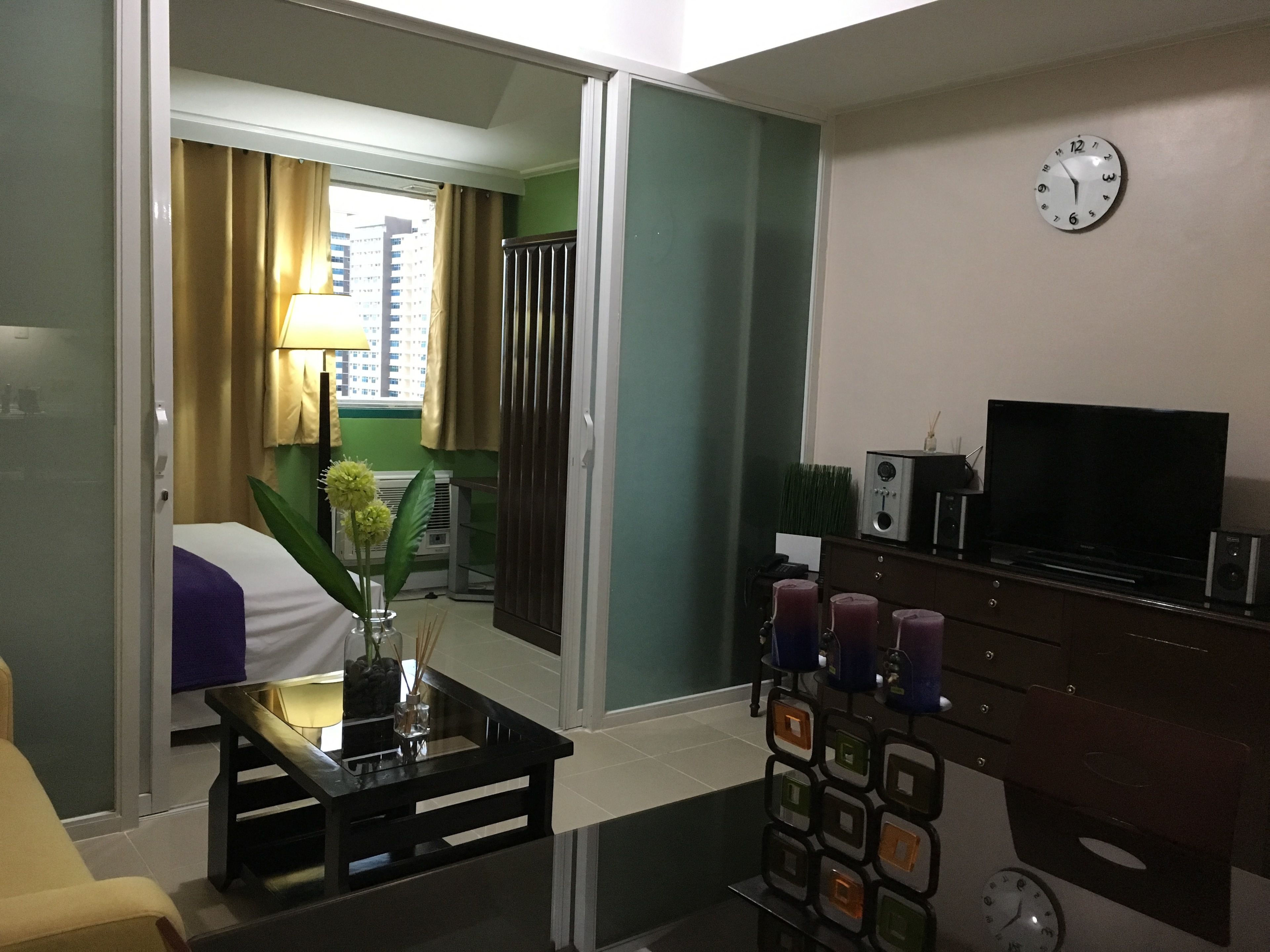 room (studio with balcony) | living area | lcd tv