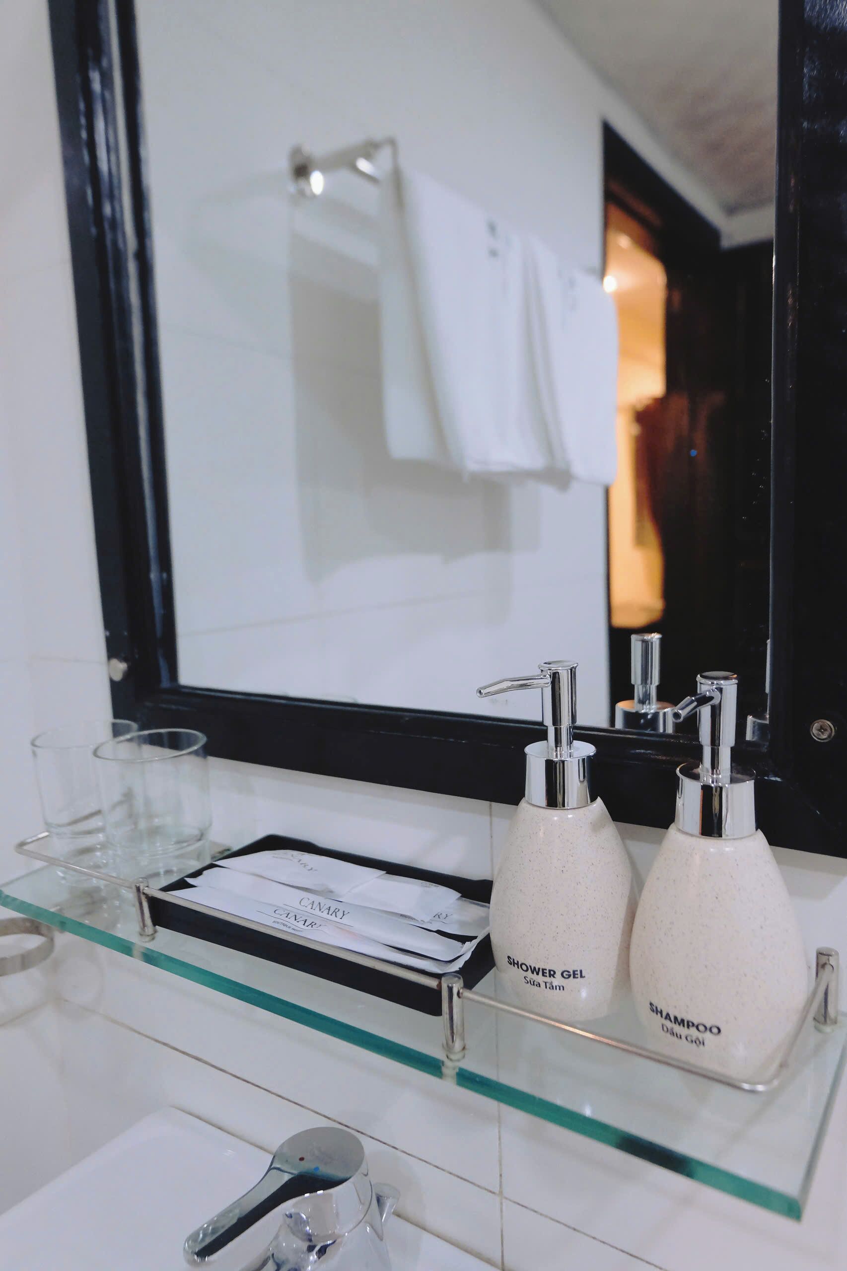 free toiletries, hair dryer, slippers, towels