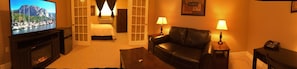 1 bedroom, premium bedding, laptop workspace, blackout drapes