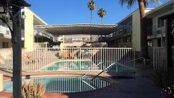 Outdoor pool, pool loungers