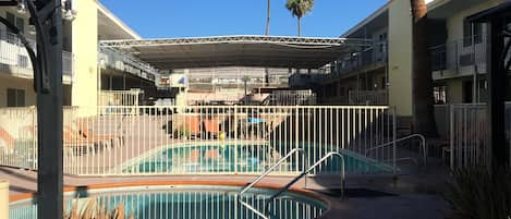 Outdoor pool, pool loungers