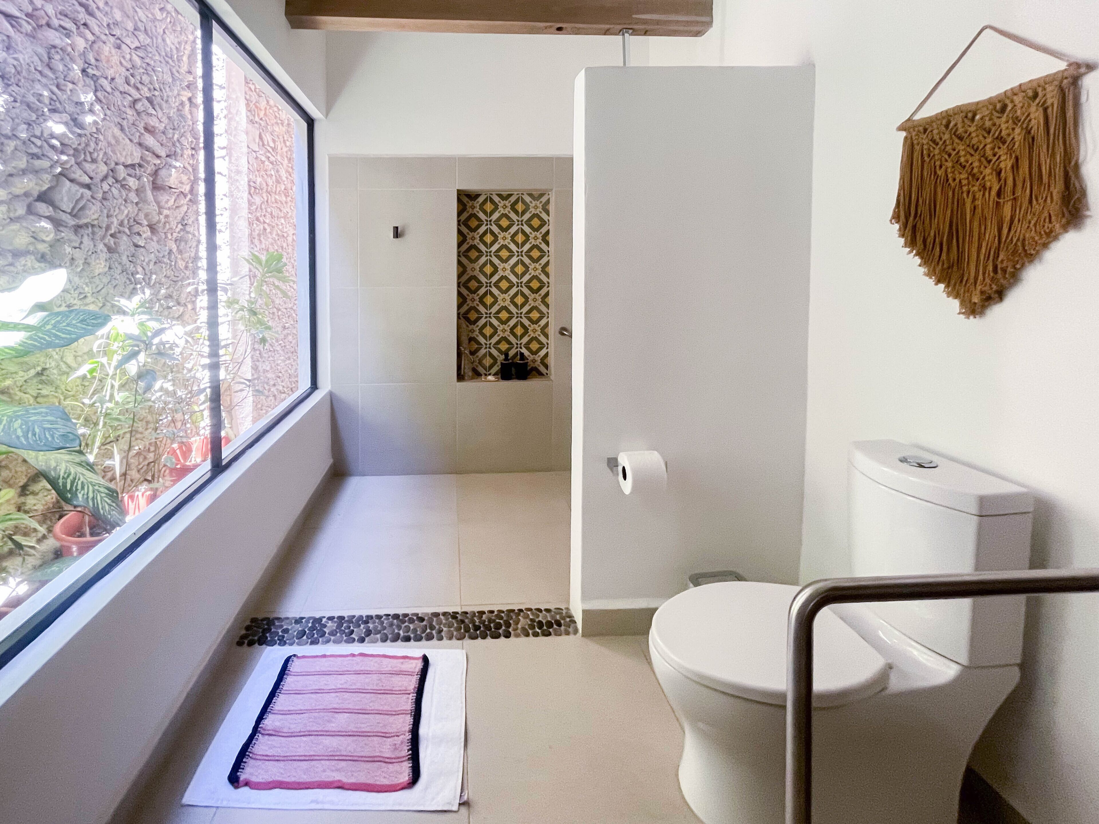 shower, free toiletries, hair dryer, bathrobes