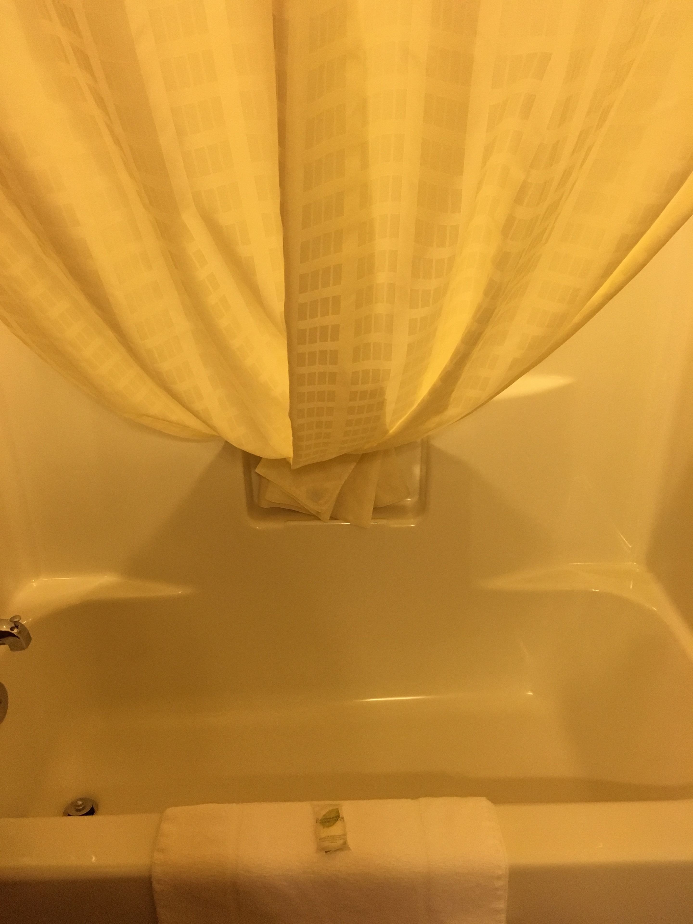combined shower/bathtub, free toiletries, hair dryer, towels