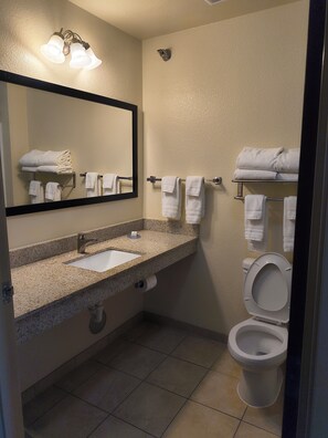 Room, 1 King Bed, Non Smoking | Bathroom | Free toiletries, hair dryer, towels, soap - Cobblestone Inn & Suites - Eaton (Eaton)