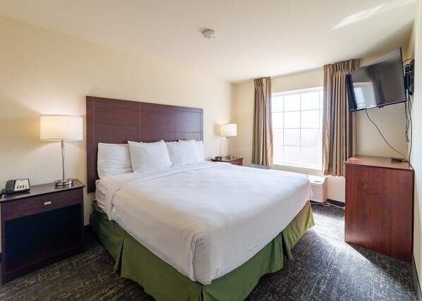 Premium bedding, down duvets, pillow-top beds, desk