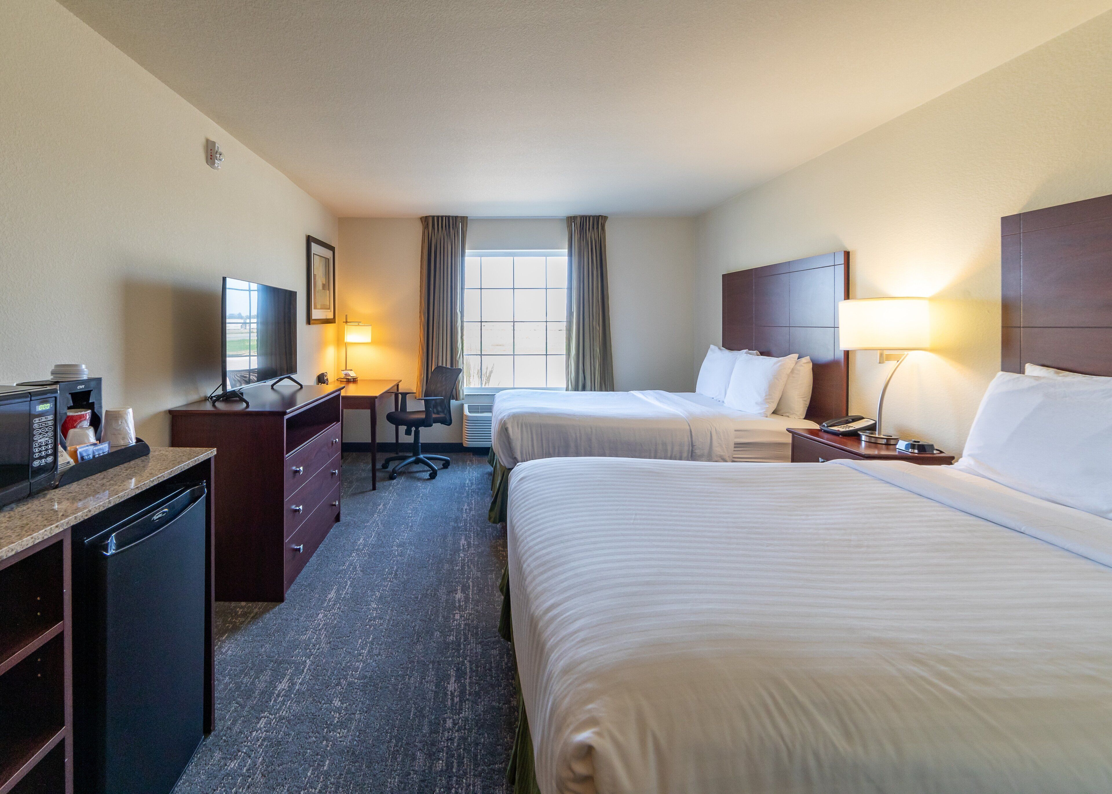 premium bedding, down duvets, pillow-top beds, desk